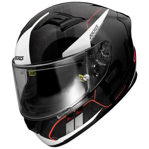 Axxis GP Racer Spike Sort/Hvit MC Hjelm