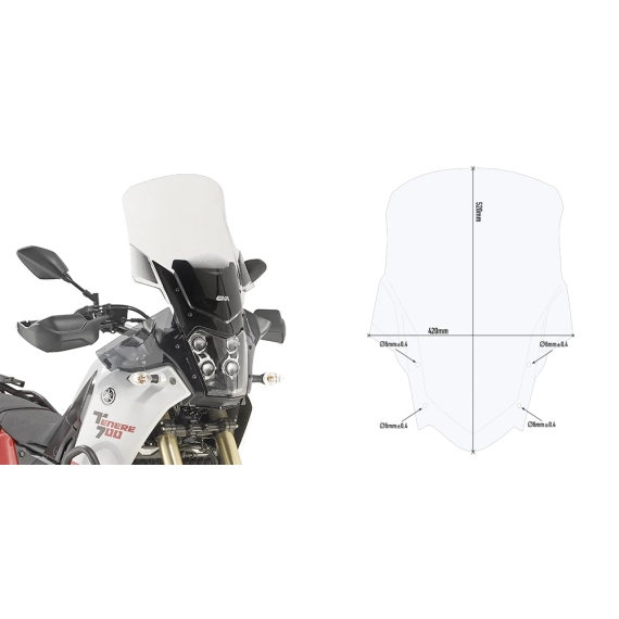 Givi Vinskjerm Klar til Yamaha Tenere 700