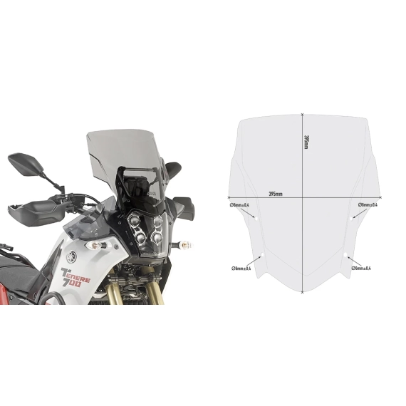 Givi Vinskjerm Lett Sotet til Yamaha Tenere 700