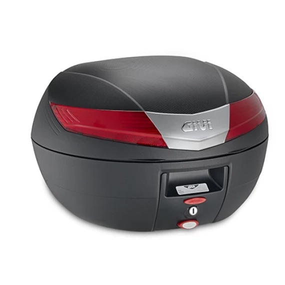 Toppboks Monokey 40 ltr. Sort/sølv med røde reflekser