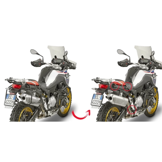 Givi Sideveskefester Monokey PLR5127 i stål med hurtigkobling BMW F 850 GS