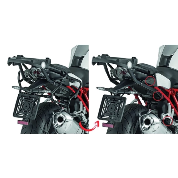 Givi Sideveskefester plxr i stål med hurtigkobling for V35/V37 vesker BMWR1200/1250R/RS