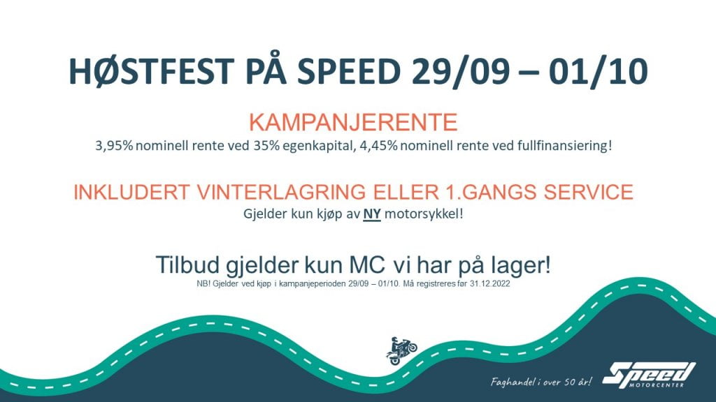 3-dagershøstfest / Kampanje / Tilbud / MC / Motorsykkel / Speed Motorcenter