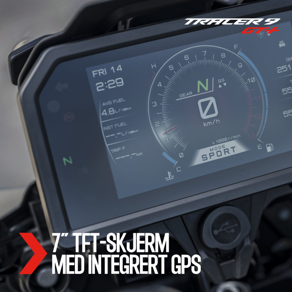 TFT-Skjerm med integrert GPS / 2023 / Tracer 9 GT+ / Sport Touring  / Yamaha / Motorsykkel / MC / Sandefjord / Speed Motorcenter AS