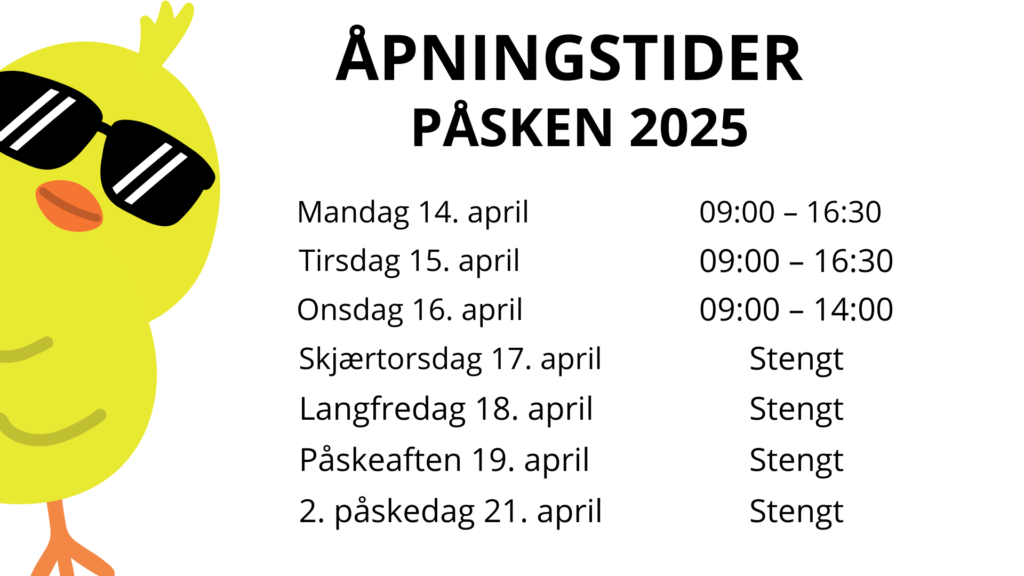 Åpningstider Påsken 2025