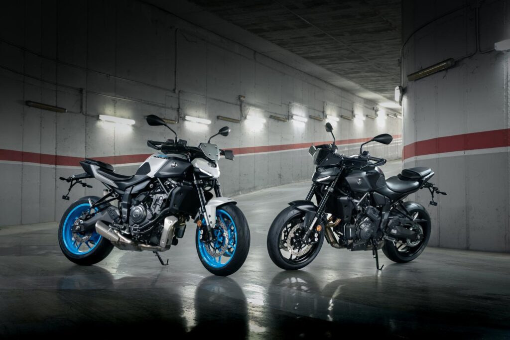 Yamaha MT 07-serien motorsykler parkert i urbant miljø – Speed Motorcenter, SpeedMC, MC, Sandefjord